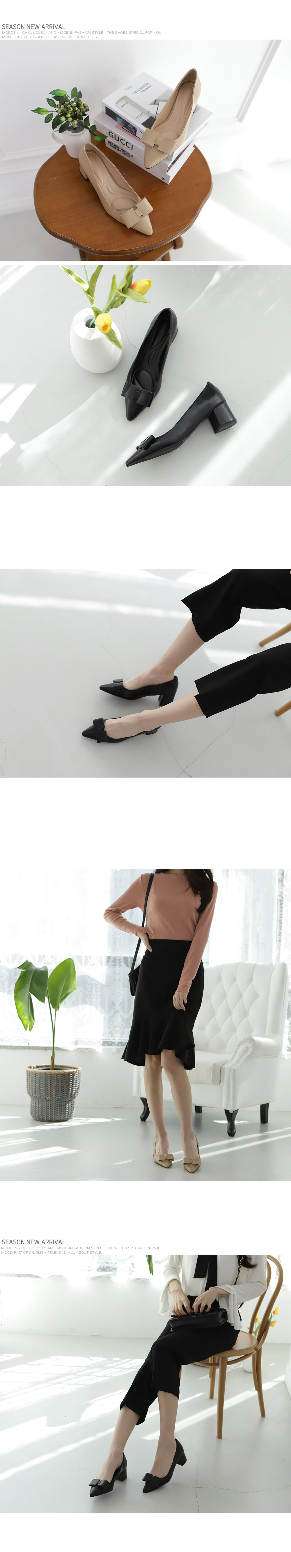 [Handmade] Kelly Leather Middle Heels-holiholic.com