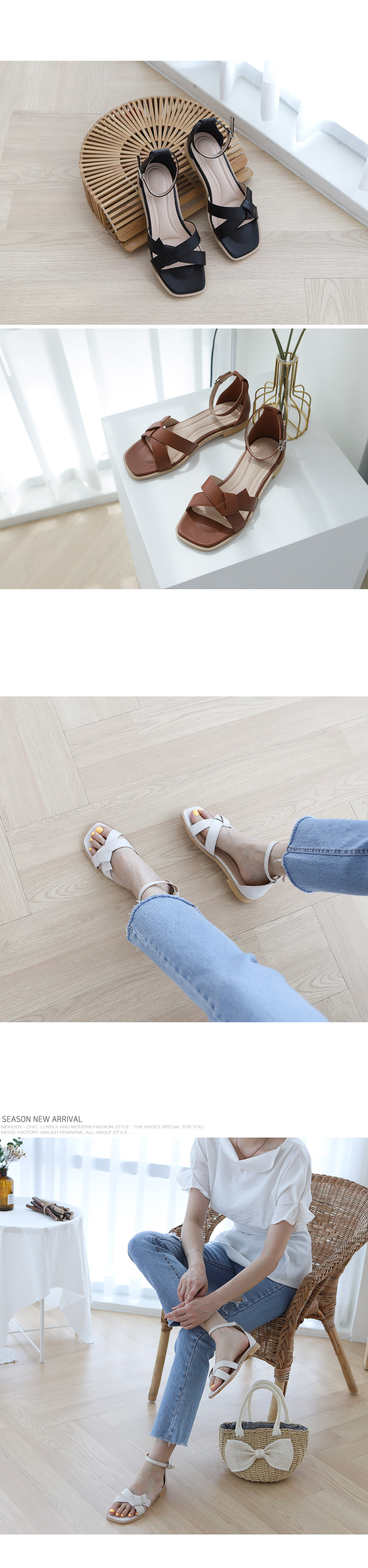 [Handmade] Luna Ankle Strap Flat Sandals-Holiholic