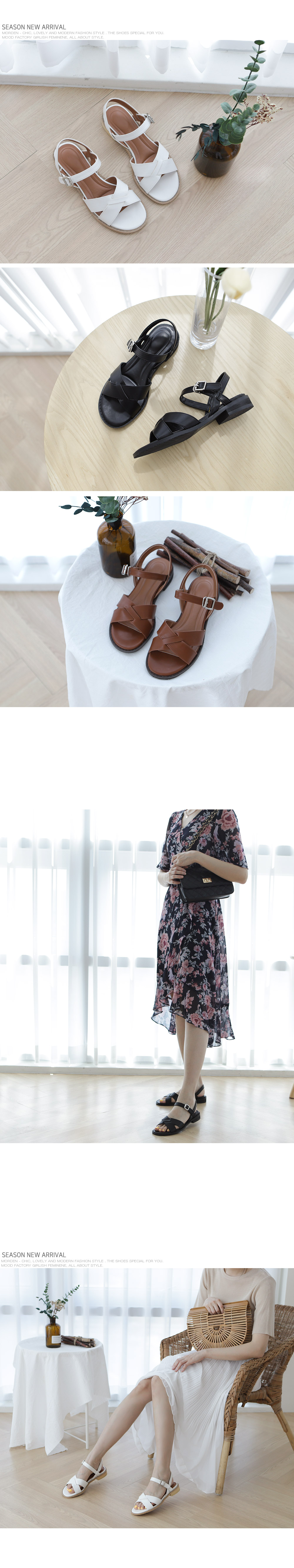 [Handmade] Kaylee Cross Strap Flat Sandals-Holiholic