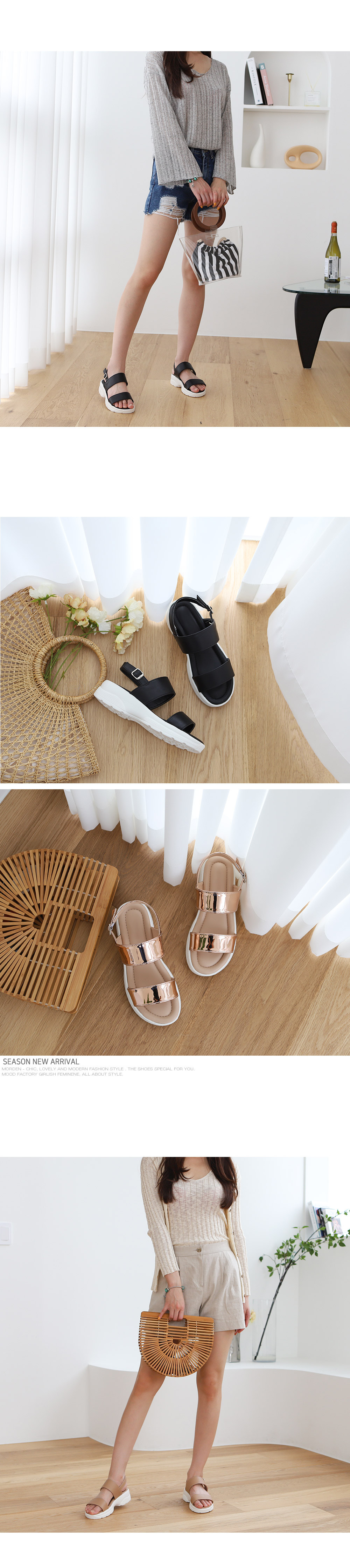 [Handmade] Casual Strap Platform Sandals-Holiholic